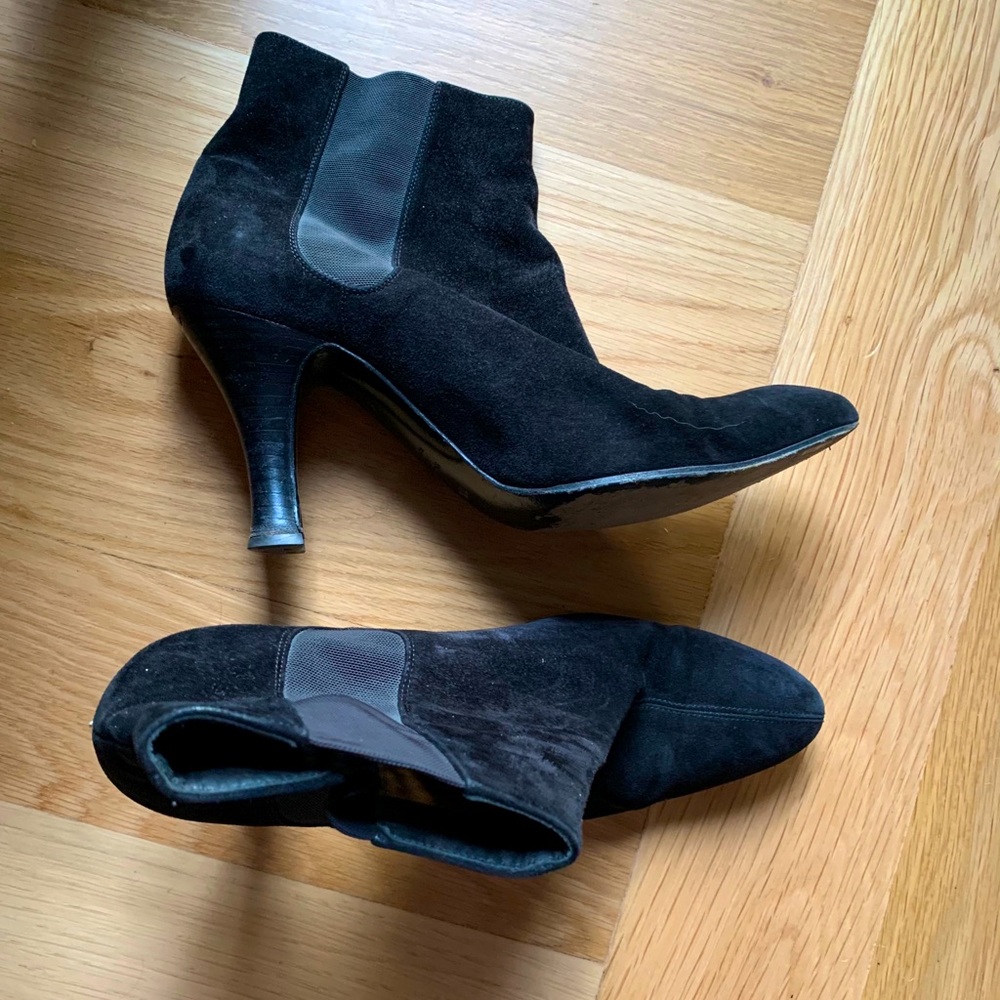 Hermes black suede booties 38.5